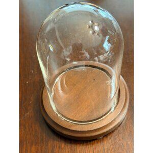 Glass Dome Display With Wood Base 5.5" Height Rustic Decor For Collectibles Or M